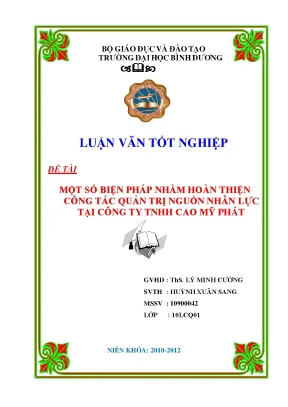 Luận văn tốt nghiệp đề tài một số biện pháp nhằm hoàn thiện công tác quản trị nguồn nhân lực tại công ty tnhh cao mỹ phát