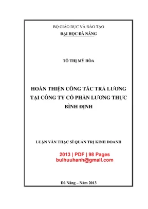Luận văn thạc sĩ quản trị kinh doanh hoàn thiện công tác trả lương tại công ty cổ phần lương thực bình định