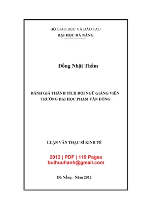 Luận văn thạc sĩ kinh tế đánh giá thành tích đội ngũ giảng viên trường đại học phạm văn đồng
