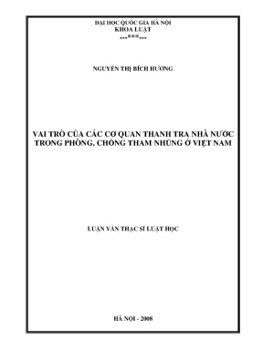 Luận văn thạc sĩ vai trò của các cơ quan thanh tra nhà nước trong phòng chống tham nhũng ở việt nam