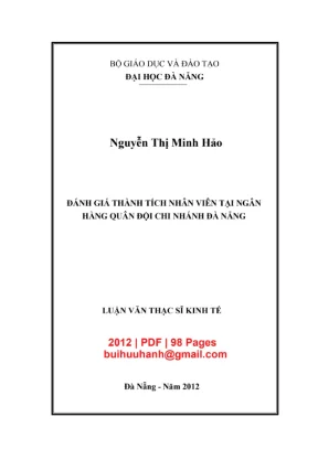 Luận văn thạc sĩ quản trị kinh doanh đánh giá thành tích nhân viên tại ngân hàng quân đội chi nhánh đà nẵng