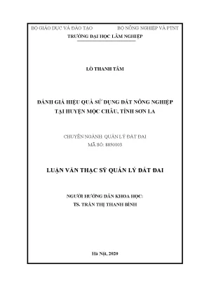 Luận văn thạc sĩ đánh giá hiệu quả sử dụng đất nông nghiệp tại huyện mộc châu tỉnh sơn la