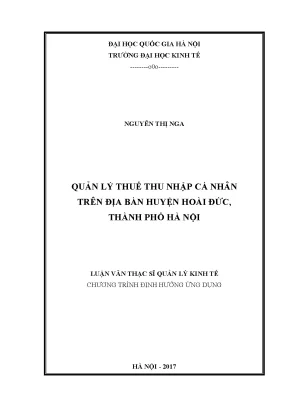 Luận văn thạc sĩ quản lý thuế thu nhập cá nhân trên địa bàn huyện hoài đức thành phố hà nội