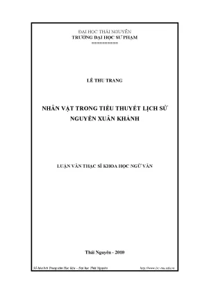 Luận văn thạc sĩ nhân vật trong tiểu thuyết lịch sử nguyễn xuân khánh