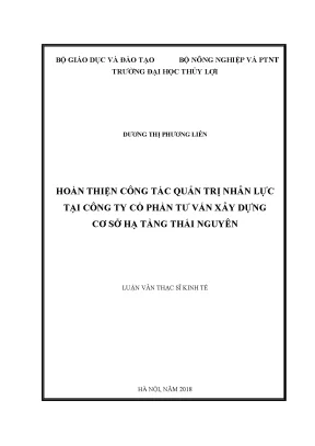 Hoàn thiện công tác quản trị nhân lực tại công ty cổ phần tư vấn xây dựng cơ sở hạ tầng thái nguyên