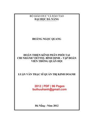 Luận văn thạc sĩ quản trị kinh doanh hoàn thiện kênh phân phối tại chi nhánh viettel bình định tập đoàn viễn thông quân đội