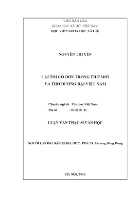 Luận văn thạc sĩ cái tôi cô đơn trong thơ mới và thơ đương đại việt nam