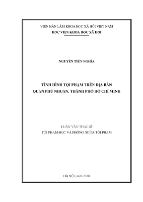 Luận văn thạc sĩ tình hình tội phạm trên địa bàn quận phú nhuận thành phố hồ chí minh