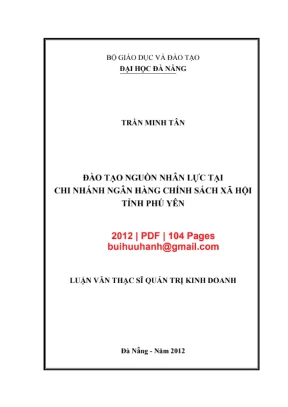 Luận văn thạc sĩ quản trị kinh doanh đào tạo nguồn nhân lực tại chi nhánh ngân hàng chính sách xã hội tỉnh phú yên