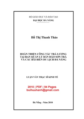Luận văn thạc sĩ quản trị kinh doanh hoàn thiện công tác trả lương tại ban quản lý bán đảo sơn trà và các bãi biển du lịch đà nẵng