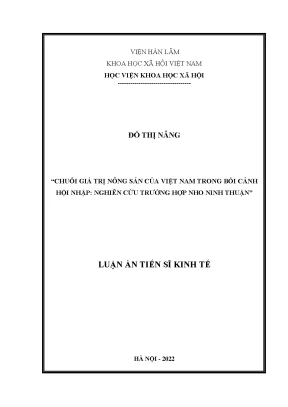 Chuỗi giá trị nông sản của việt nam trong bối cảnh hội nhập nghiên cứu trường hợp nho ninh thuận