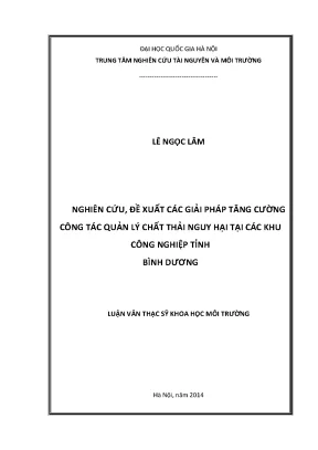 Luận văn thạc sĩ nghiên cứu đề xuất các giải pháp tăng cường công tác quản lý ctnh tại các kcn tỉnh bình dương