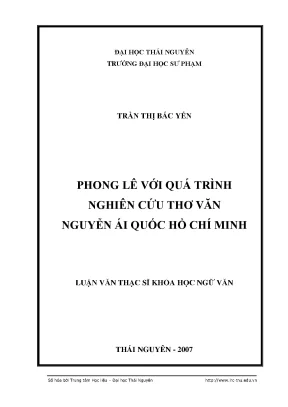 Luận văn thạc sĩ phong lê với quá trình nghiên cứu thơ văn nguyễn ái quốc hồ chí minh