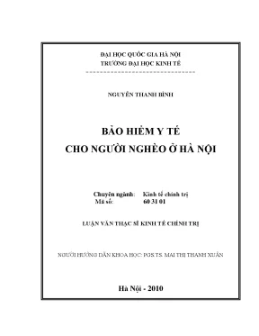 Luận văn thạc sĩ bảo hiểm y tế cho người nghèo ở hà nội