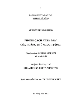Luận văn thạc sĩ phong cách nhàn đàm của hoàng phủ ngọc tường