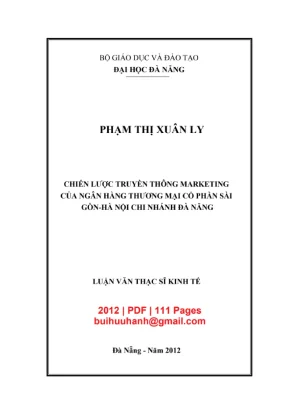 Luận văn thạc sĩ kinh tế chiến lược truyền thông marketing của ngân hàng thương mại cổ phần sài gòn hà nội chi nhánh đà nẵng