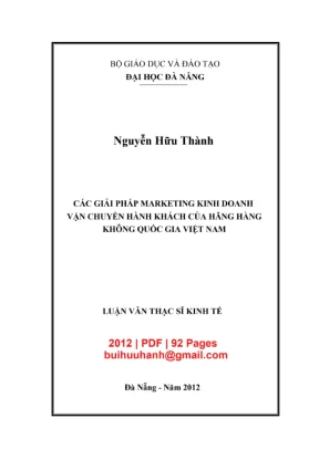 Luận văn thạc sĩ quản trị kinh doanh các giải pháp marketing kinh doanh vận chuyển hành khách của hãng hàng không quốc gia việt nam