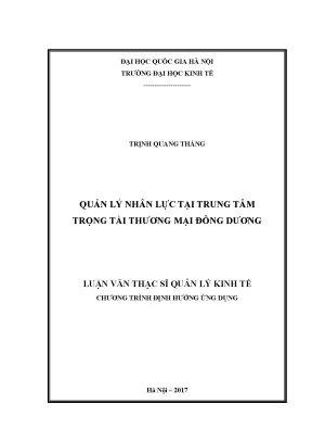 Luận văn thạc sĩ quản lý nhân lực tại trung tâm trọng tài thương mại đông dương