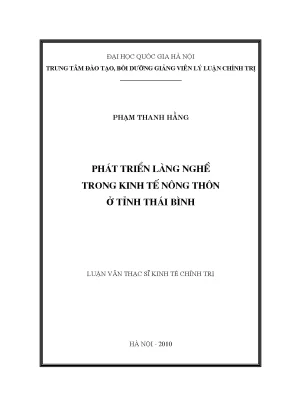 Luận văn thạc sĩ phát triển làng nghề trong kinh tế nông thôn tỉnh thái bình