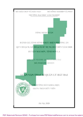 Luận văn thạc sĩ đánh giá tình hình thực hiện phương án quy hoạch kế hoạch sử dụng đất đến năm 2020 huyện mai sơn tỉnh sơn la
