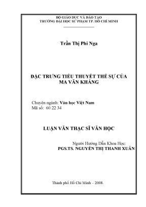 Luận văn thạc sĩ đặc trưng tiểu thuyết thế sự của ma văn kháng