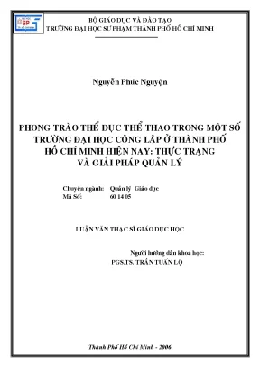 Luận văn thạc sĩ phong trào thể dục thể thao trong một số trường đại học công lập ở thành phố hồ chí minh hiện nay thực trạng và giải pháp quản lý