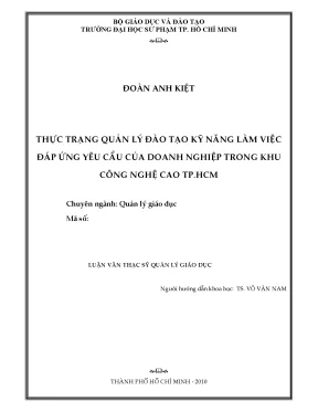 Luận văn thạc sĩ thực trạng quản lý đào tạo kỹ năng làm việc đáp ứng yêu cầu của doanh nghiệp trong khu công nghệ cao tp hcm