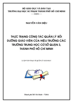 Luận văn thạc sĩ thực trạng công tác quản lý bồi dưỡng giáo viên của hiệu trưởng các trường trung học cơ sở quận 3 thành phố hồ chí minh