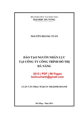 Luận văn thạc sĩ quản trị kinh doanh đào tạo nguồn nhân lực tại công ty công trình đô thị đà nẵng