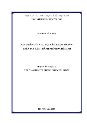 Luận văn thạc sĩ nạn nhân của các tội xâm phạm sở hữu trên địa bàn thành phố hồ chí minh