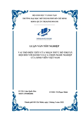 Vai trò điều tiết của nhận thức hỗ trợ xã hội đối với hành vi lựa chọn nghề nghiệp của sinh viên việt nam