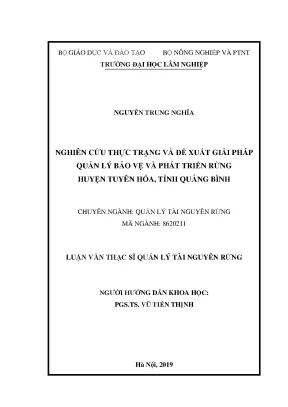 Luận văn thạc sĩ nghiên cứu thực trạng và đề xuất giải pháp quản lý bảo vệ rừng huyện tuyên hóa tỉnh quảng bình