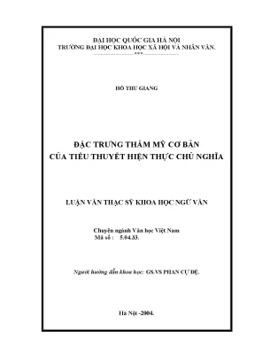 Luận văn thạc sĩ đặc trưng thẩm mỹ cơ bản của tiểu thuyết hiện thực chủ nghĩa