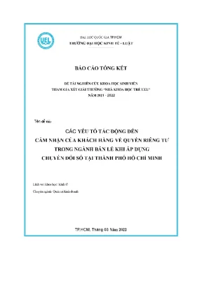 Các yếu tố tác động đến cảm nhận của khách hàng về quyền riêng tư trong ngành bán lẻ khi áp dụng chuyển đổi số tại thành phố hồ chí minh