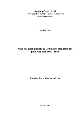 Luận văn thạc sĩ nhân vật phản diện trong tiểu thuyết hiện thực phê phán việt nam 1930 1945