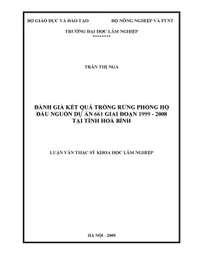 Luận văn thạc sĩ đánh giá kết quả trồng rừng phòng hộ đầu nguồn dự án 661 giai đoạn 1999 2008 tại tỉnh hoà bình