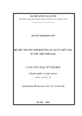 Luận văn thạc sĩ bộ tiểu thuyết tình báo ông cố vấn của hữu mai từ góc nhìn thể loại