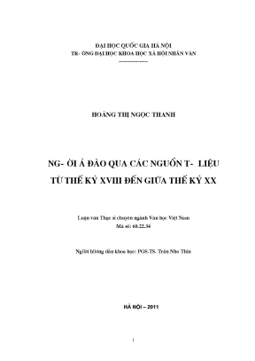 Luận văn thạc sĩ người ả đào qua các nguồn tư liệu từ thế kỷ xviii đến giữa thế kỷ xx
