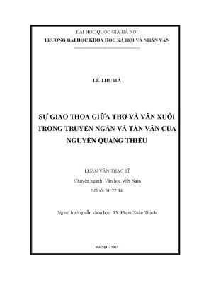 Luận văn thạc sĩ sự giao thoa giữa thơ và văn xuôi trong truyện ngắn và tản văn của nguyễn quang thiều