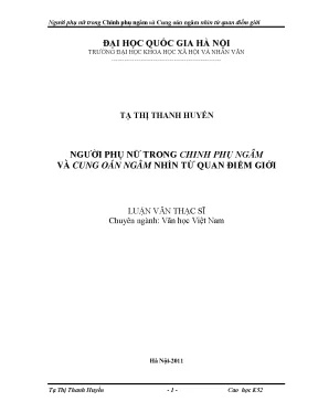 Luận văn thạc sĩ người phụ nữ trong chinh phụ ngâm và cung oán ngâm nhìn từ quan điểm giới