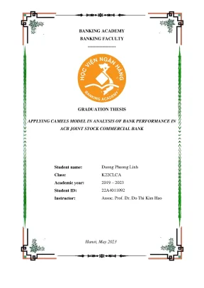 Applying camels model in analysis of bank performance in acb joint stock commercial bank