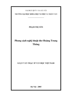 Luận văn thạc sĩ phong cách nghệ thuật thơ hoàng trung thông