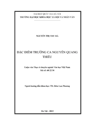 Luận văn thạc sĩ đặc điểm trường ca nguyễn quang thiều