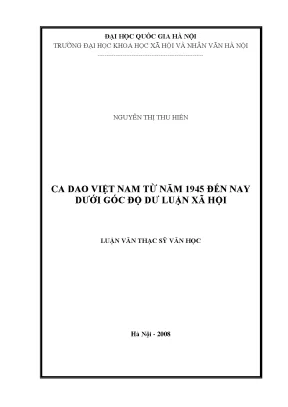 Luận văn thạc sĩ ca dao việt nam từ năm 1945 đến nay dưới góc độ dư luận xã hội