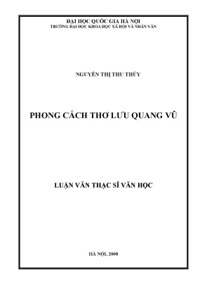 Luận văn thạc sĩ phong cách thơ lưu quang vũ
