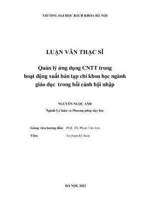 Quản lý ứng dụng cntt trong hoạt động xuất bản tạp chí khoa học ngành giáo dục trong bối cảnh hội nhập 333780