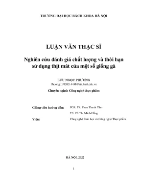 Nghiên cứu đánh giá chất lượng và thời hạn sử dụng thịt mát của một số giống gà