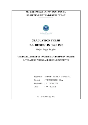 Graduation thesis b a degree in english major legal english the development of english reflecting in english literature works and legal documents