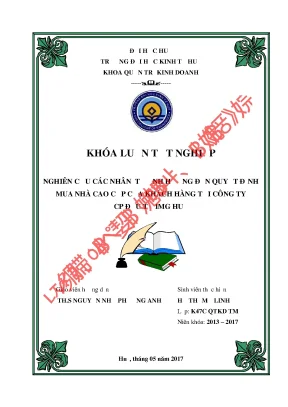 Nghiên cứu các nhân tố ảnh hưởng đến quyết định mua nhà cao cấp của khách hàng tại công ty cp đầu tư img huế
