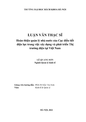 Hoàn thiện quản lý nhà nước của cục điều tiết điện lực trong việc xây dựng và phát triển thị trường điện việt nam